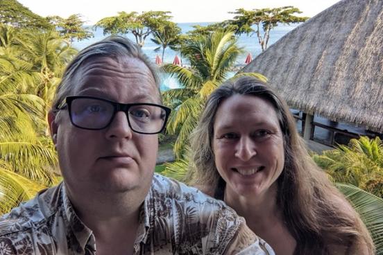 Dan Bigelow and wife Angel in Tahiti in 2022