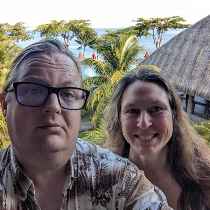 Dan Bigelow and wife Angel in Tahiti in 2022