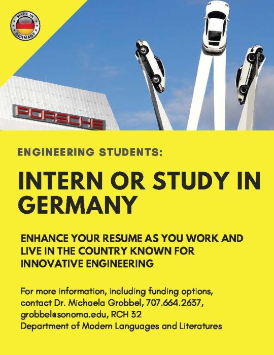 Informational flyer for studying abroad in Germany