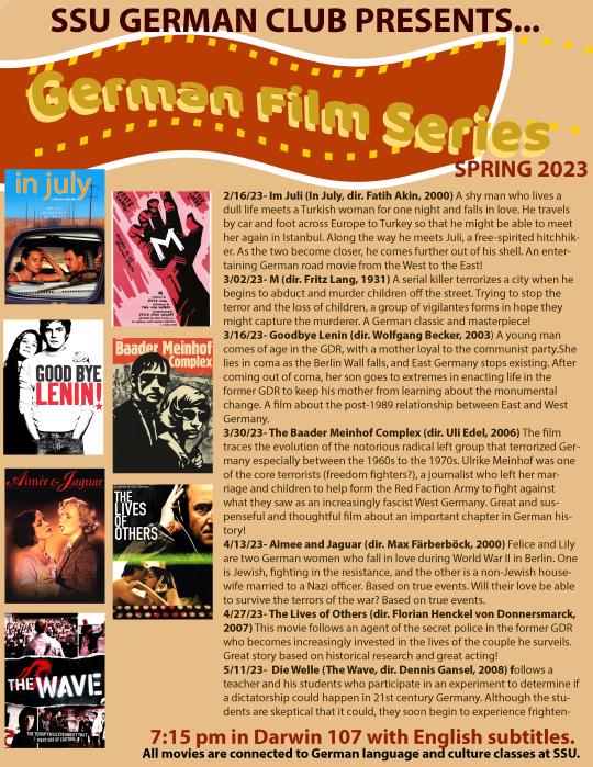 German Club Film Series Flyer