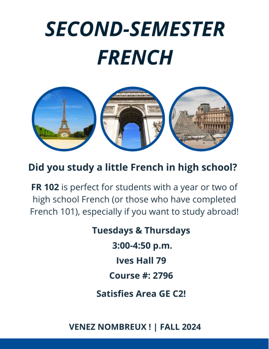 French 102 Fall 2024 flyer