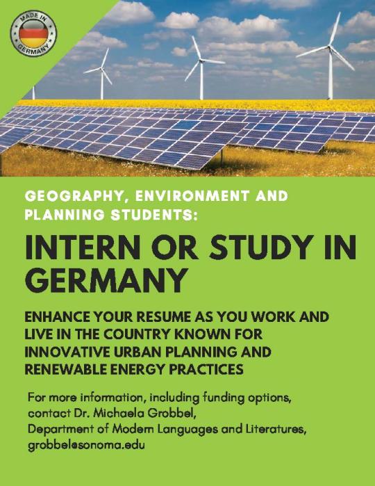 Informational flyer for studying abroad in Germany