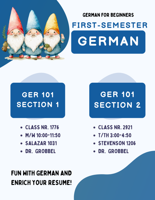 German 101 Flyer for Fall 2024