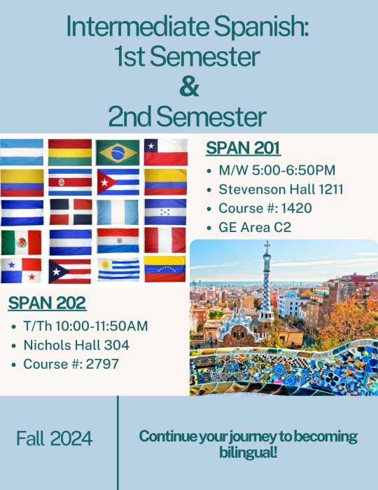 Spanish 201 and Spanish 202 Fall 2024 flyer